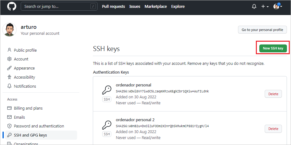 github-new-ssh-key