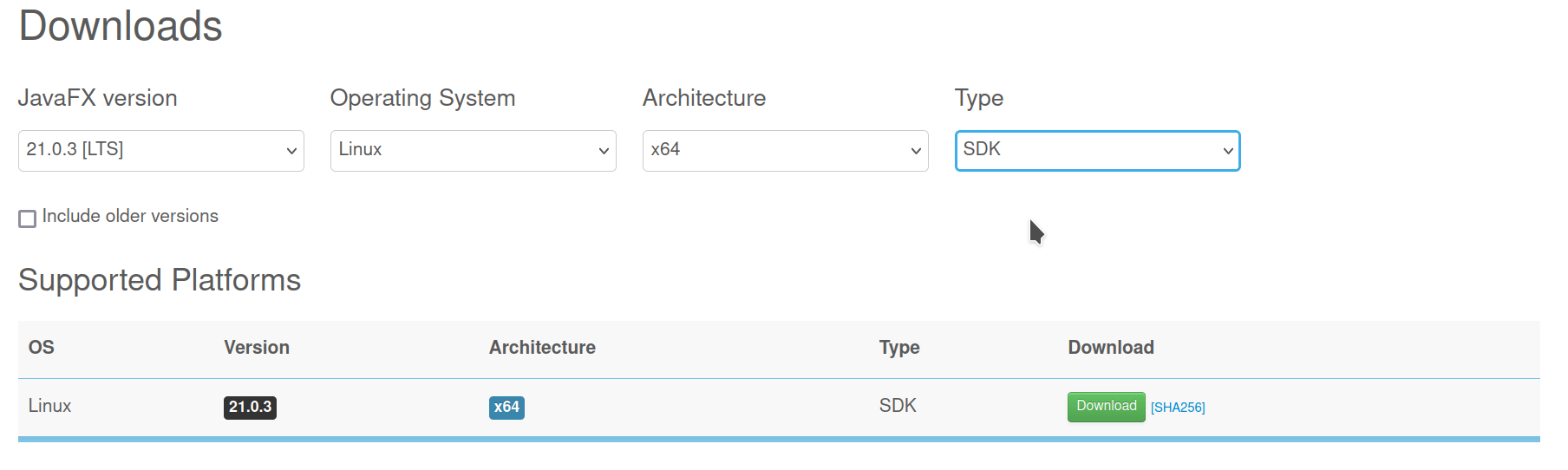 Descargar SDK de JavaFx